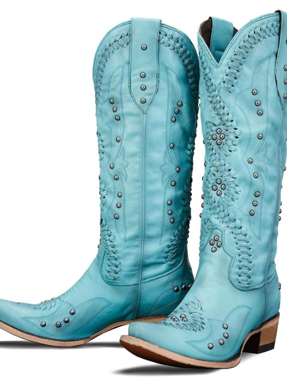 Cowboy Boots for Women Knee-High Metal Rivet Western Cowgirl Tall Boots